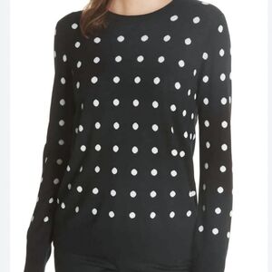 Equipment Femme Black and White Polka Dot Long Sleeve Top
